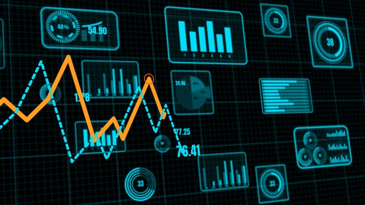 Foto panel de control empresarial visionario para el análisis de datos financieros