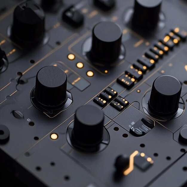 Panel de control tangible con botones físicos y deslizadores para controlar los sistemas digitales