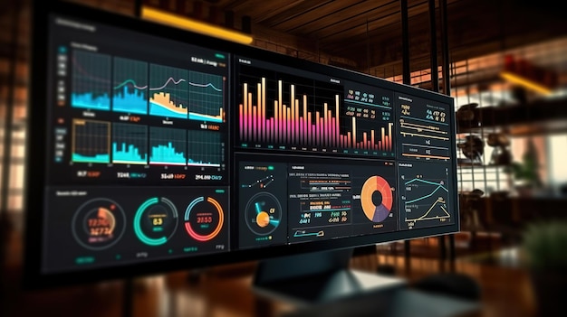 El panel de datos comerciales fotográficos proporciona análisis de inteligencia empresarial modernos para la planificación de estrategias de marketing.