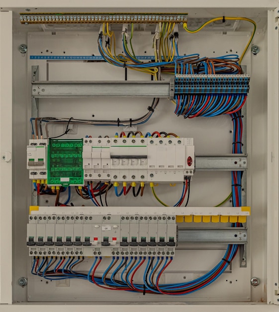 Foto panel eléctrico con cables multicolores