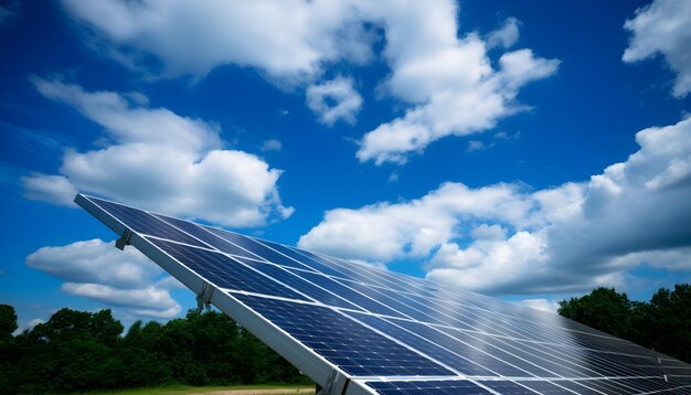 Panel de energía solar en el campo concepto de energía alternativa limpia y verde