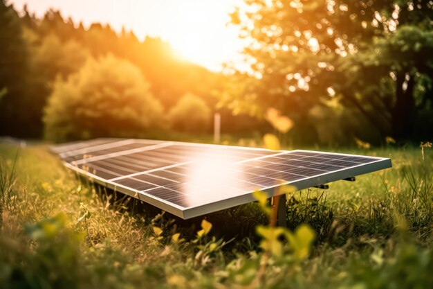 Foto panel de energía solar fotovoltaica contra un fondo de cielo