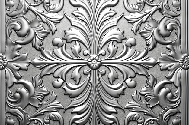 Un panel de pared de metal ornamentado con un diseño decorativo