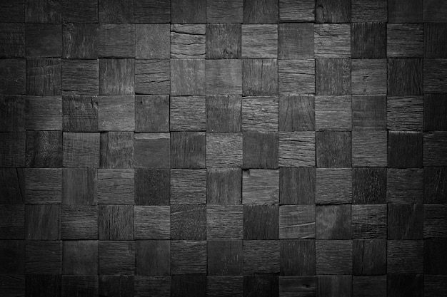 Panel de pared de mosaico de madera oscura de fondo de madera negra