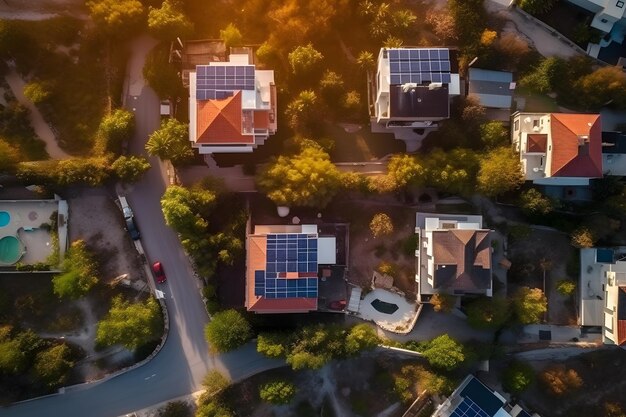 Un panel solar está en el techo de una casa.