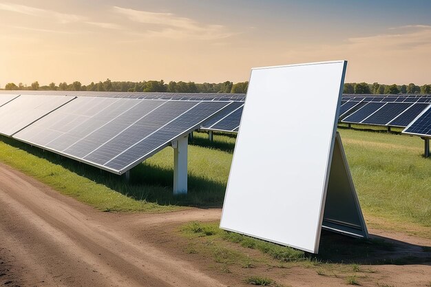 Foto panel solar farm signage mockup com espaço de cópia branco em branco para colocar o seu projeto