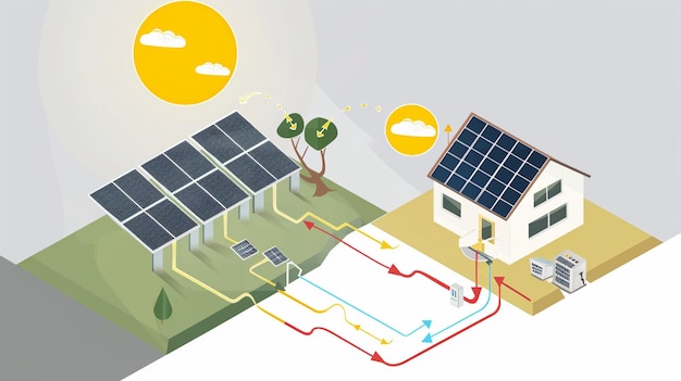 un panel solar con paneles solares en el techo