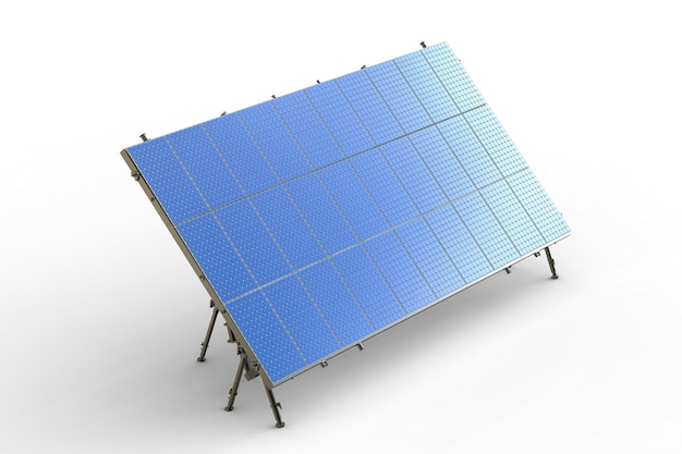 Panel solar de renderizado 3D sobre fondo blanco.