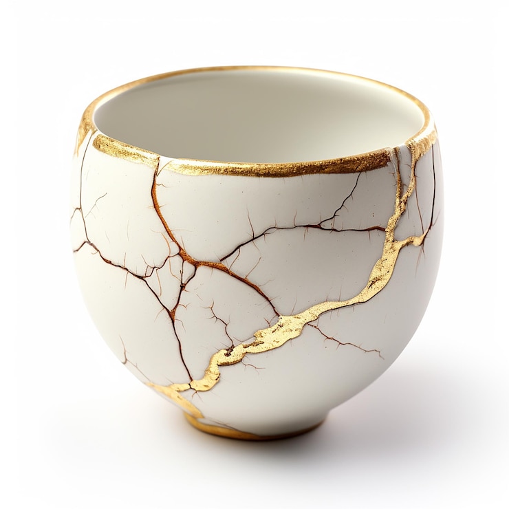 Foto panela branca de kintsugi