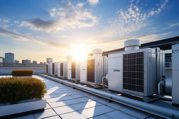 Paneles de energía solar y sistemas HVAC con automatización