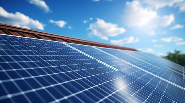 Paneles fotovoltaicos en el techo del techo de los paneles solares vista de los panel solares en la casa del techo
