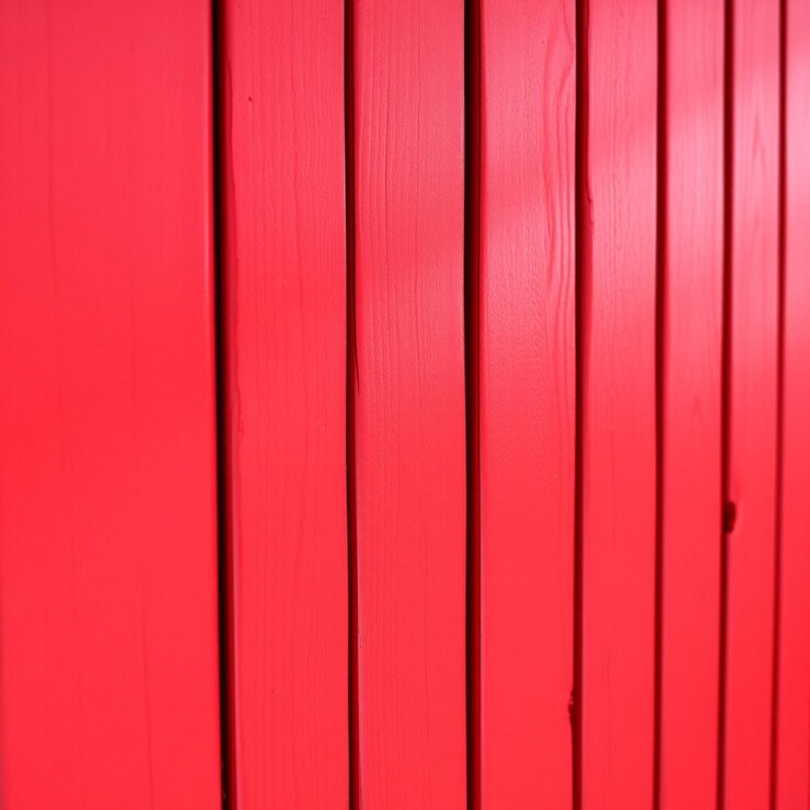 Paneles de madera rojos vibrantes que crean un audaz patrón geométrico