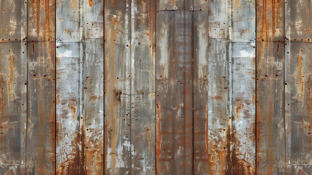 Foto paneles de pared de metal corrugado oxidado los paneles están remachados juntos y tienen una pátina oxidada la pared necesita reparación