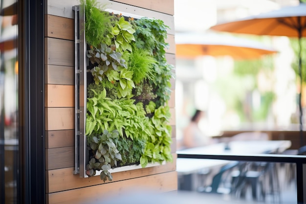 Paneles de pared verde modular para una fachada de oficina