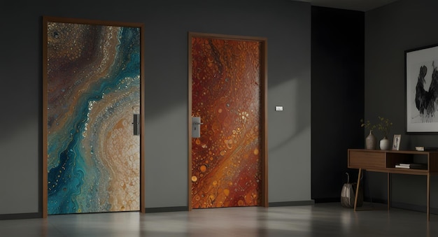 Foto paneles de puertas creativos de resina epoxi