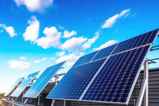 Paneles solares al aire libre energía alternativa concepto generativo ai