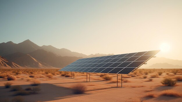 Paneles solares en el desierto accidentado