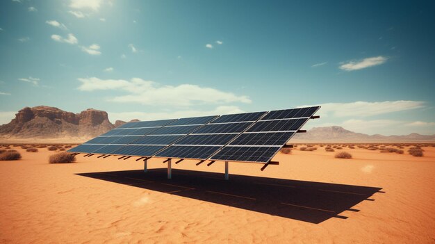 Foto paneles solares en el desierto accidentado