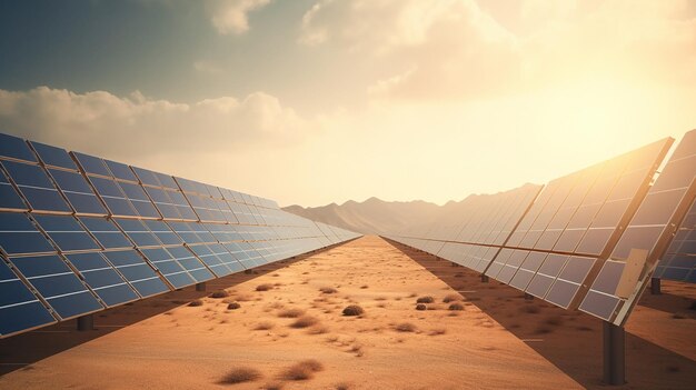 Foto paneles solares en el desierto