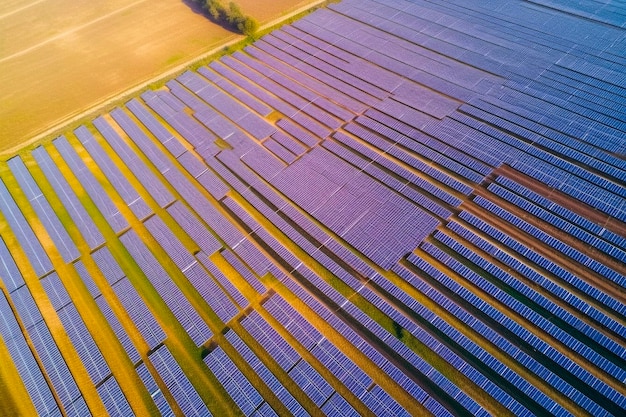 Paneles solares fuentes de energía alternativa concepto AI generativo