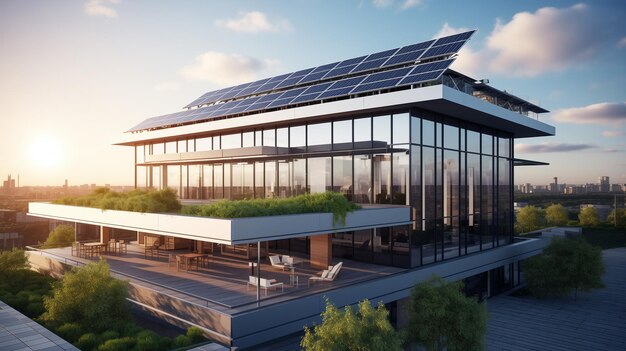 Los paneles solares instalados en edificios de oficinas se convierten en tecnología verde