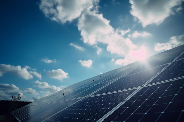 Paneles solares instalados para generar electricidad Concepto de energía verde y energía renovable