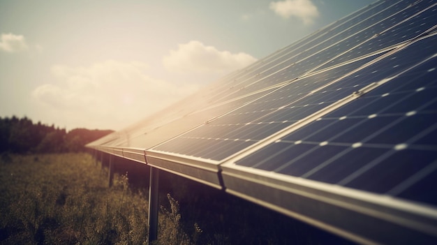 Paneles solares instalados para generar electricidad Concepto de energía verde y energía renovable