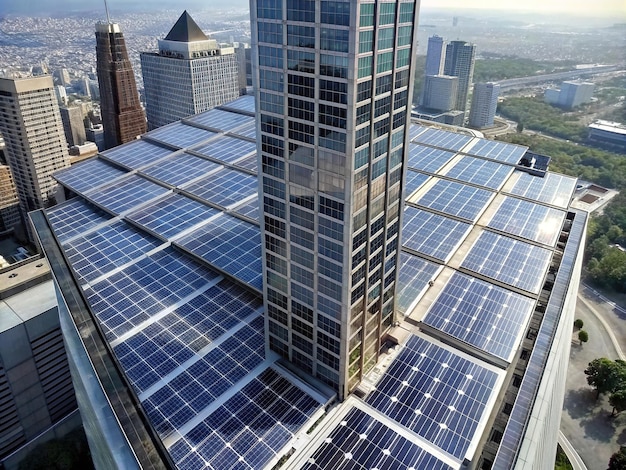 paneles solares instalados en un rascacielos