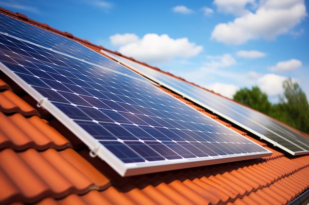 Paneles solares instalados en el techo de una casa que aprovechan la energía renovable