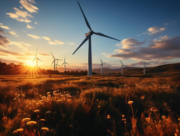 paneles solares molinos de viento energía renovable IA generativa