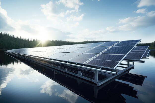 Paneles solares en un muelle