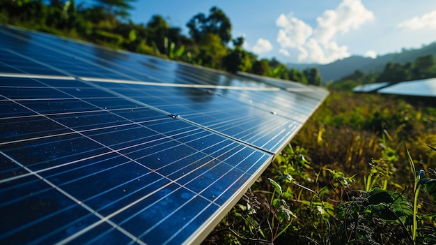 paneles solares que recogen energía del sol concepto de desarrollo sostenible