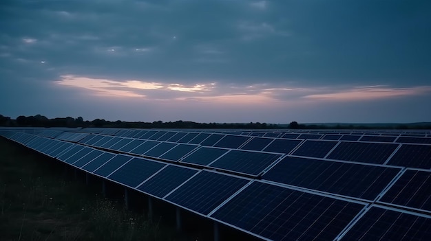 Paneles solares sobre fondo de cielo generando electricidad verde