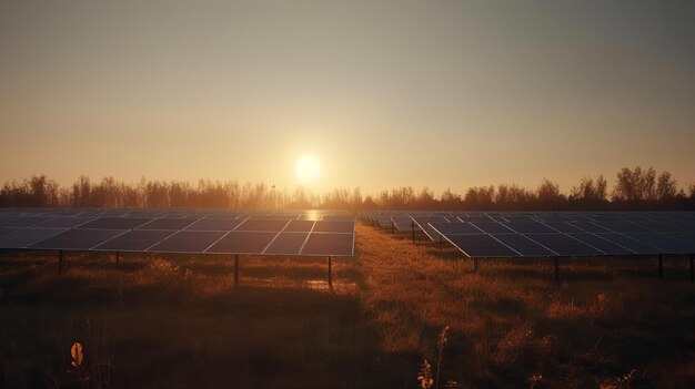 Paneles solares sobre fondo de cielo generando electricidad verde