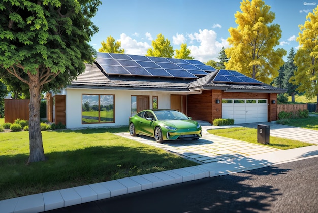 Paneles solares en el techo de una casa