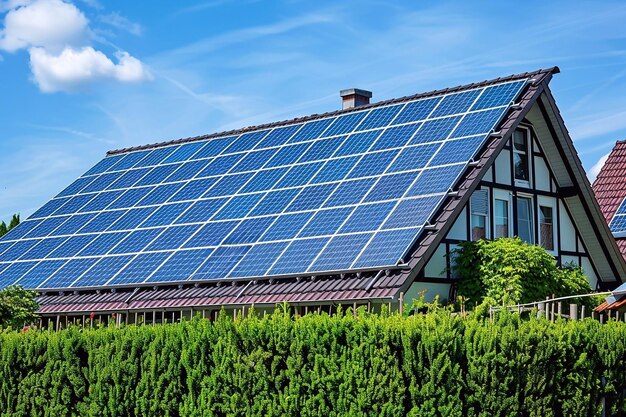 Paneles solares en el techo de una casa