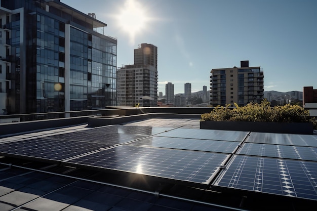 Paneles solares en un techo en Vancouver