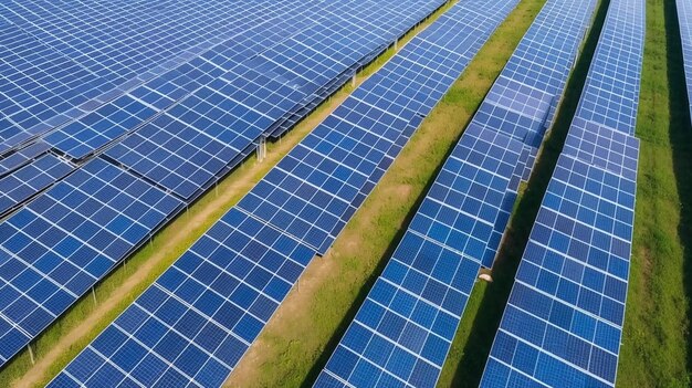 Paneles solares en vista aérea Generative Ai