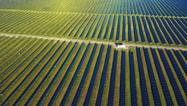 Paneles solares en vista aérea.