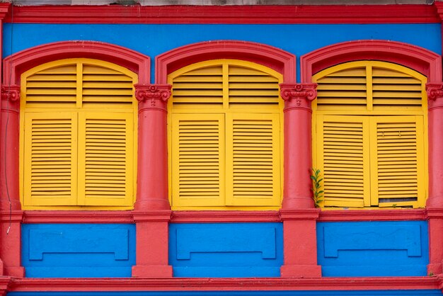 Paneles de ventana de madera colonial de la vendimia