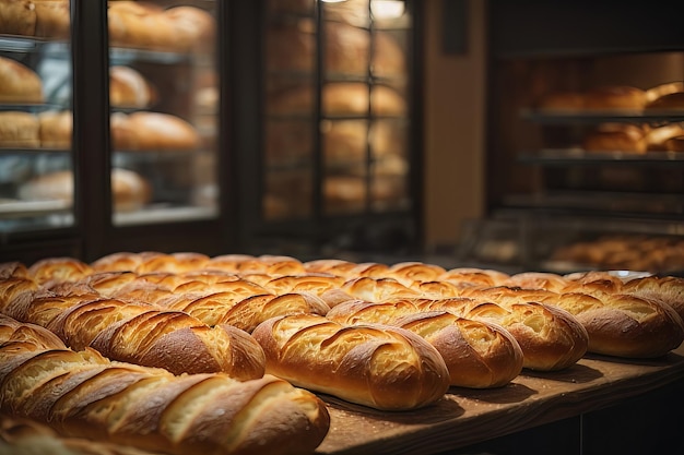 Panes de baguette recién horneados