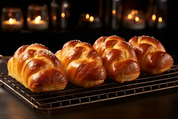 Panes de Challah recién horneados