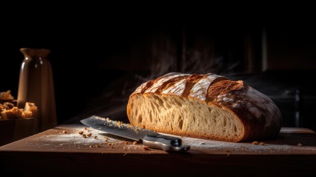 Panes italianos en una mesa rústica para el desayuno y la merienda