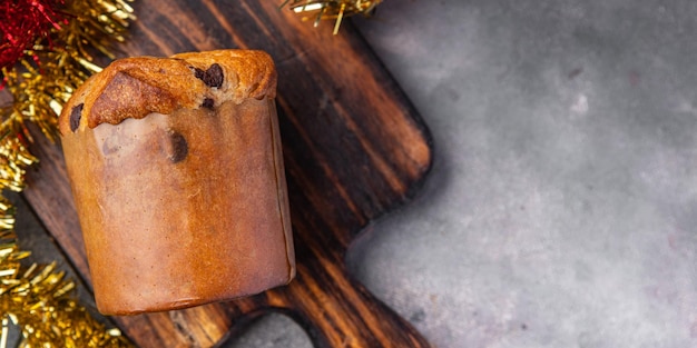 Panetone doce sobremesa de natal tradicional cozimento bolo de páscoa comida fresca refeição saudável lanche