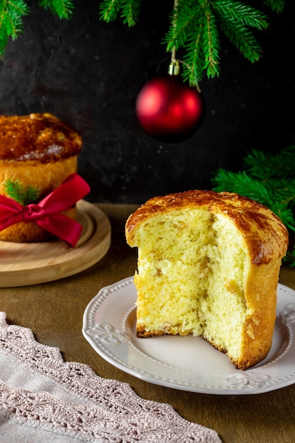 Foto panetone tradicional italiano para bolo de frutas de natal