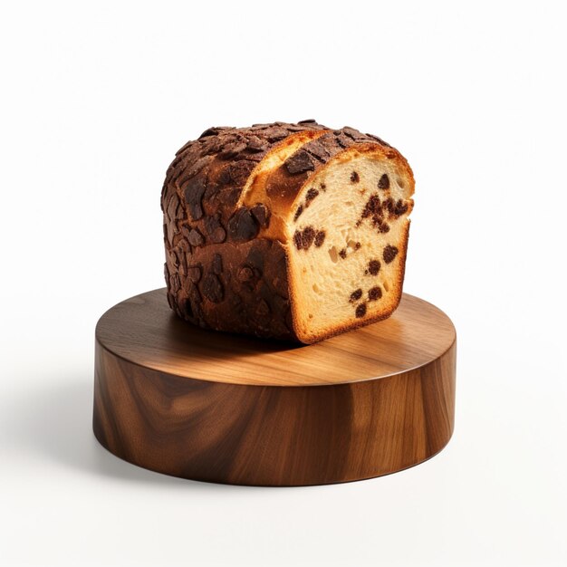 Panettone de chocolate en una mesa de madera