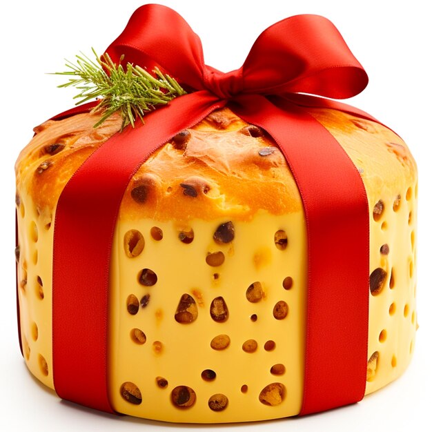 Foto panettone de comida de natal com fita