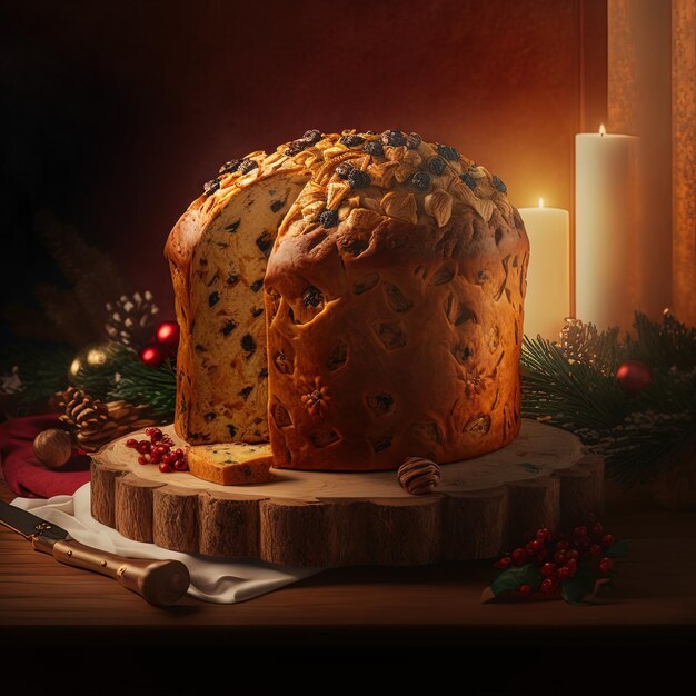 Foto panettone ist das traditionelle italienische dessert zu weihnachten