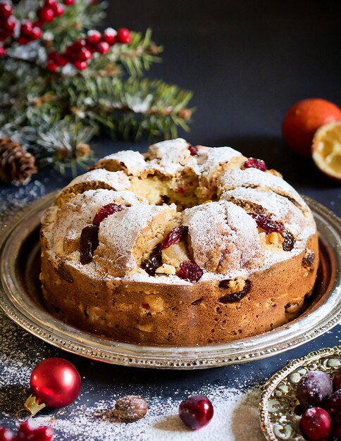 Foto panettone de navidad hecho en casa