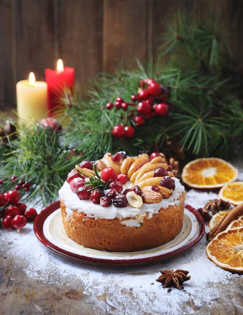 Foto panettone de navidad hecho en casa